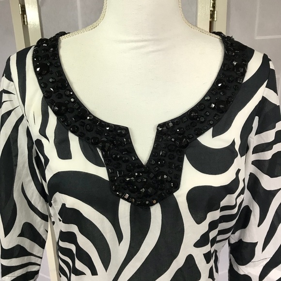 💥 INC Black & white beaded tunic - Picture 2 of 5